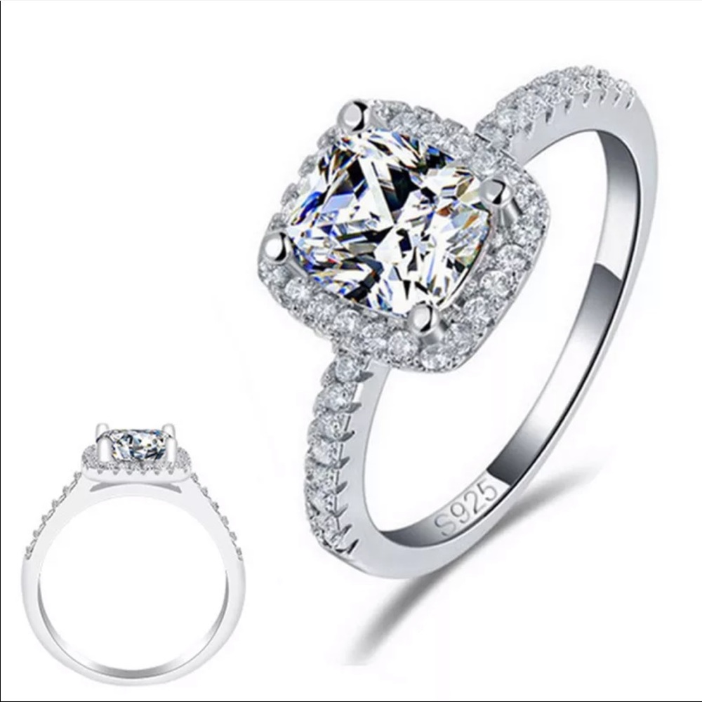 NEW 925 STERLING SILVER DIAMOND CUSHION CUT RING - Picture 7 of 7